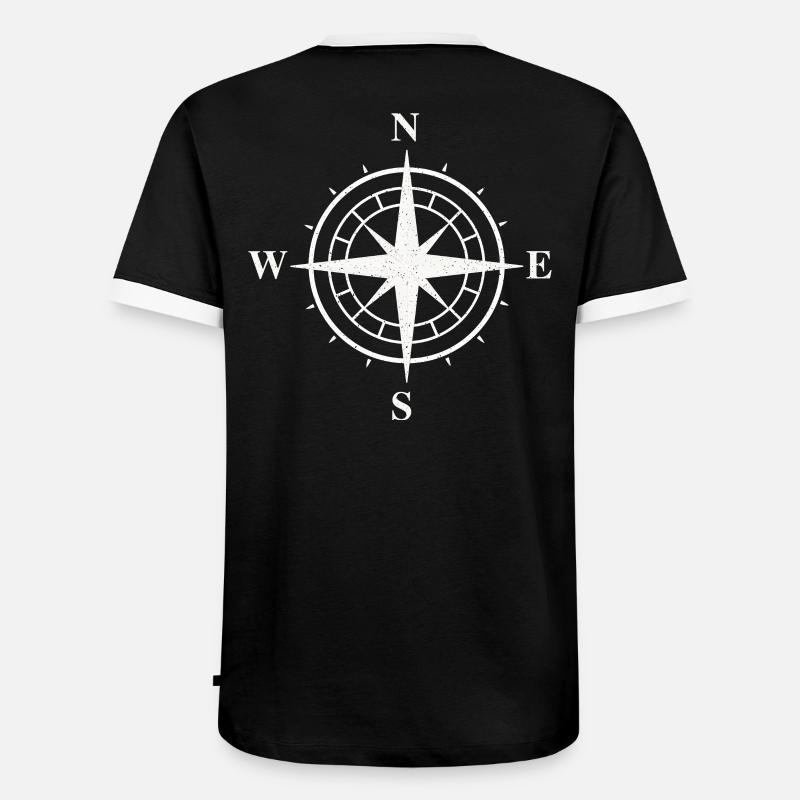compass - Men's Ringer Shirt - black/white