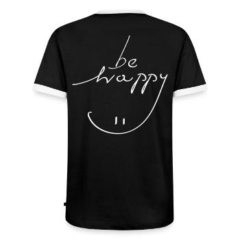 Sei glücklich Lächeln - Männer Kontrast-T-Shirt - Schwarz/Weiß - Hinten - AI Model Male 178 light (178cm)