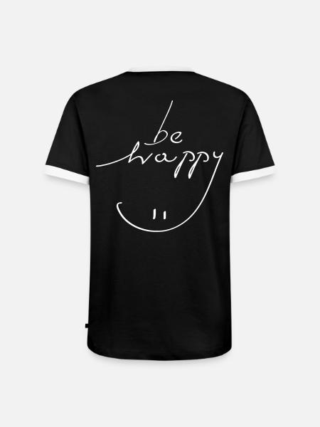 be happy smile - Men's Ringer Shirt - black/white