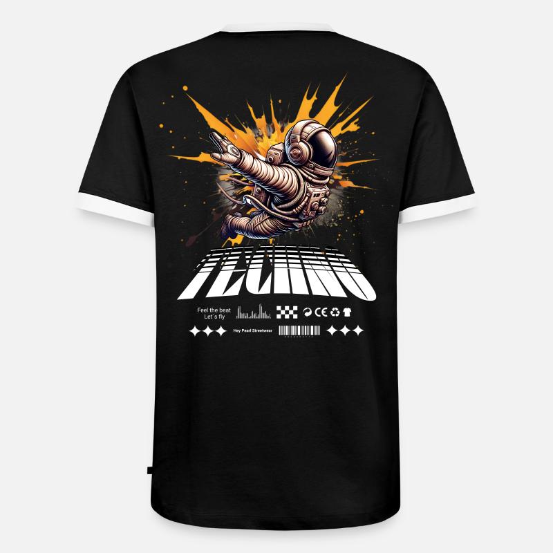 Astronaut im Sprayer-Splash Techno - Männer Kontrast-T-Shirt - Schwarz/Weiß