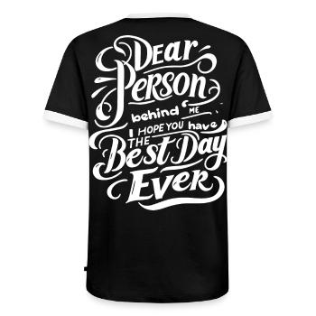 Chère personne derrière moi disant motvation positive - T-shirt contrasté Homme - noir/blanc - Dos - AI Model Male 178 light (178cm)