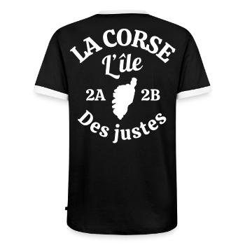 Corse, île de beauté, j'aime la Corse - T-shirt contrasté Homme - noir/blanc - Dos - AI Model Male 178 light (178cm)