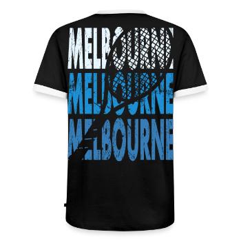 Tennis Shirt Melbourne Turnier Australien Design - Männer Kontrast-T-Shirt - Schwarz/Weiß - Hinten - AI Model Male 178 light (178cm)