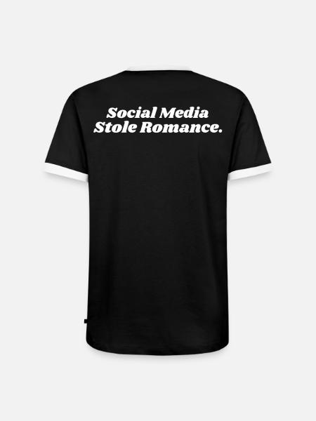 SOCIAL MEDIA STOLE ROMANCE - Männer Kontrast-T-Shirt - Schwarz/Weiß