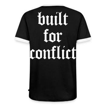 Built for Conflict - Bodybuilding & Gym - Männer Kontrast-T-Shirt - Schwarz/Weiß - Hinten - AI Model Male 178 light (178cm)