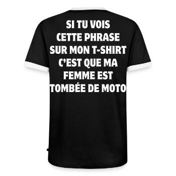 motorcycle, biker, biker, biker humor - Men's Ringer Shirt - black/white - Back - AI Model Male 178 light (178cm)