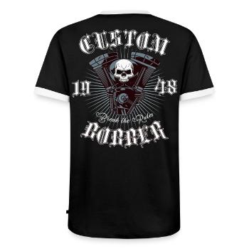 Conception de motos Bobber Chopper - T-shirt contrasté Homme - noir/blanc - Dos - AI Model Male 178 light (178cm)