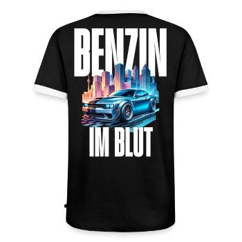 Benzin im Blut Neon - Männer Kontrast-T-Shirt - Schwarz/Weiß - Hinten - AI Model Male 178 light (178cm)