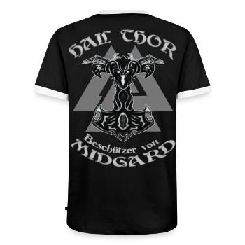 HAIL THOR - Männer Kontrast-T-Shirt - Schwarz/Weiß - Hinten - AI Model Male 178 light (178cm)