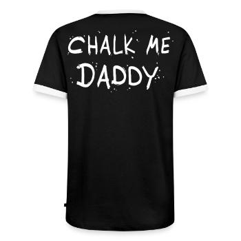Chalk Me Daddy - Jeu de mots sur les rochers / l’escalade - T-shirt contrasté Homme - noir/blanc - Dos - AI Model Male 178 light (178cm)