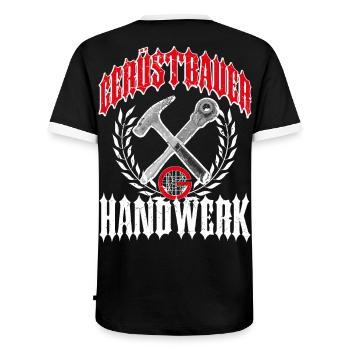 Gerüstbauer T-Shirt bedruckt in top Markenqualität - Männer Kontrast-T-Shirt - Schwarz/Weiß - Hinten - AI Model Male 178 light (178cm)