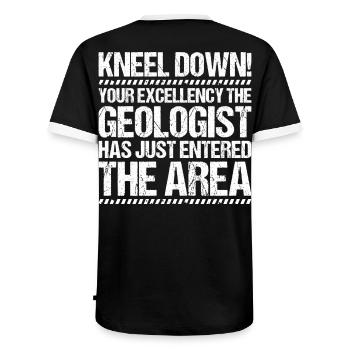 Geologie Geologe Geologist Geology Geologin - Men's Ringer Shirt - black/white - Back - AI Model Male 178 light (178cm)