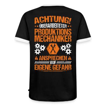 Produktionsmechaniker Textil - Männer Kontrast-T-Shirt - Schwarz/Weiß - Hinten - AI Model Male 178 light (178cm)