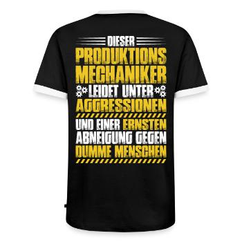 Produktionsmechaniker Textil - Männer Kontrast-T-Shirt - Schwarz/Weiß - Hinten - AI Model Male 178 light (178cm)