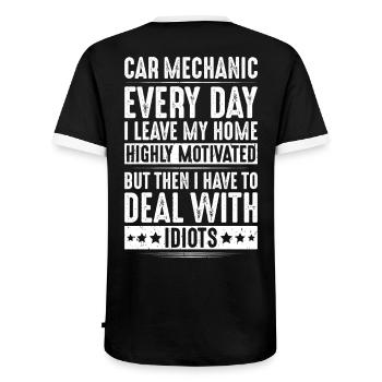 Automotive Mechatronics Engineer Car Mechanic Auto Mechanic - Men's Ringer Shirt - black/white - Back - AI Model Male 178 light (178cm)
