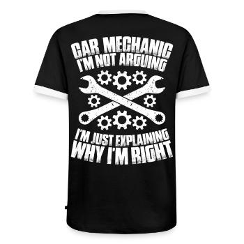 Automotive Mechatronics Engineer Car Mechanic Auto Mechanic - Men's Ringer Shirt - black/white - Back - AI Model Male 178 light (178cm)
