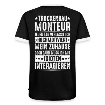 Trockenbaumonteur Trockenbau Drywaller - Männer Kontrast-T-Shirt - Schwarz/Weiß - Hinten - AI Model Male 178 light (178cm)