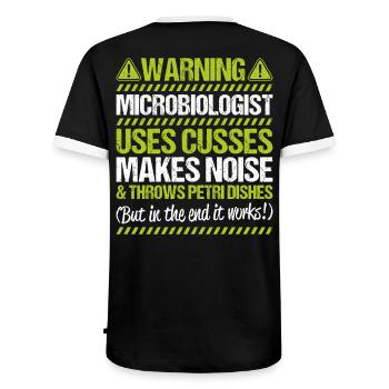 Microbiology Microbiologist Biology Biologist - Men's Ringer Shirt - black/white - Back - AI Model Male 178 light (178cm)