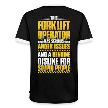 Conducteur de chariot élévateur Opérateur de chariot élévateur - T-shirt contrasté Homme - noir/blanc - Dos - AI Model Male 178 light (178cm)