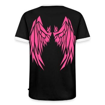 2reborn Rosarot Wings Angel Flügel Engelflügel 9 - Männer Kontrast-T-Shirt - Schwarz/Weiß - Hinten - AI Model Male 178 light (178cm)