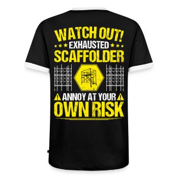 Scaffolding Scaffolding Scaffolding Scaffolding Assembler Scaffolder - Men's Ringer Shirt - black/white - Back - AI Model Male 178 light (178cm)