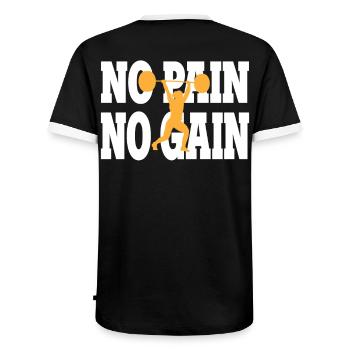 No Pain No Gain - Fitness Gym - Männer Kontrast-T-Shirt - Schwarz/Weiß - Hinten - AI Model Male 178 light (178cm)