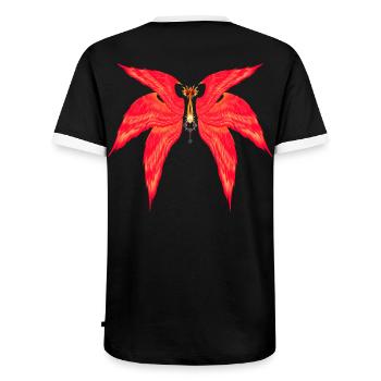 Kingdom Hearts - Leas Flammenbefreierflügel - Männer Kontrast-T-Shirt - Schwarz/Weiß - Hinten - AI Model Male 178 light (178cm)