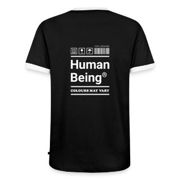 Human Being - Anti Rassismus Etikett - Männer Kontrast-T-Shirt - Schwarz/Weiß - Hinten - AI Model Male 178 light (178cm)