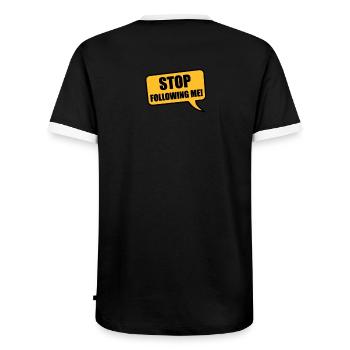 stop - Men's Ringer Shirt - black/white - Back - AI Model Male 178 light (178cm)