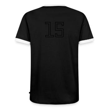 Numéro 15 (Style Université) - T-shirt contrasté Homme - noir/blanc - Dos - AI Model Male 178 light (178cm)