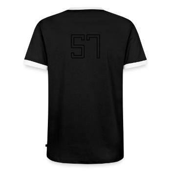 Numéro 57 (Style Université) - T-shirt contrasté Homme - noir/blanc - Dos - AI Model Male 178 light (178cm)