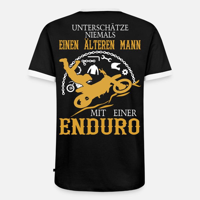 Älterer Mann Enduro - Männer Kontrast-T-Shirt - Schwarz/Weiß