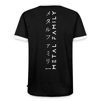 Metal Family Design | Kanji - Men's Ringer Shirt - black/white - Back - AI Model Male 178 light (178cm)