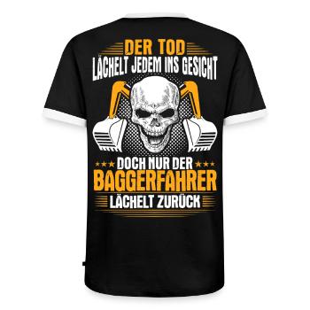 Baggerfahrer Baggerführer Lächeln Geschenk Bagger - Männer Kontrast-T-Shirt - Schwarz/Weiß - Hinten - AI Model Male 178 light (178cm)