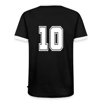 10 Rückennummer Collegestyle Football Fußball Zahl - Männer Kontrast-T-Shirt - Schwarz/Weiß - Hinten - AI Model Male 178 light (178cm)