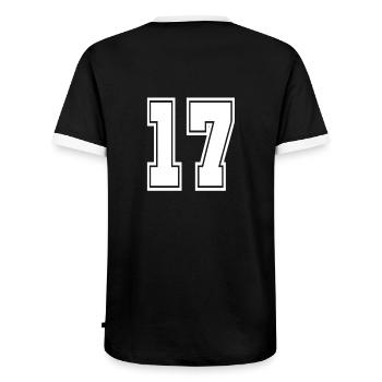17 Rückennummer Collegestyle Football Fußball Zahl - Männer Kontrast-T-Shirt - Schwarz/Weiß - Hinten - AI Model Male 178 light (178cm)