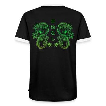 Dragon japonais avec le dragon chinois Kanji - T-shirt contrasté Homme - noir/blanc - Dos - AI Model Male 178 light (178cm)