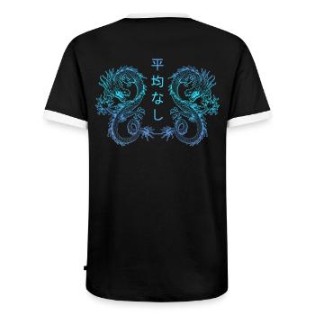 Dragon japonais dragon tatouage anime avec Kanji - T-shirt contrasté Homme - noir/blanc - Dos - AI Model Male 178 light (178cm)