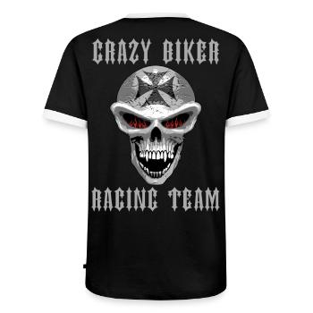 Crazy Biker - Men's Ringer Shirt - black/white - Back - AI Model Male 178 light (178cm)