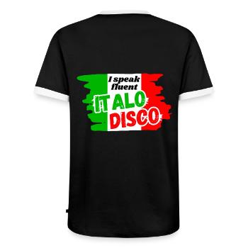 Ich spreche fließend Italo Disco Shirt - Männer Kontrast-T-Shirt - Schwarz/Weiß - Hinten - AI Model Male 178 light (178cm)