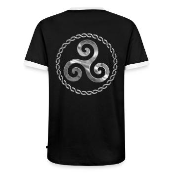 Triskel breizh - Men's Ringer Shirt - black/white - Back - AI Model Male 178 light (178cm)