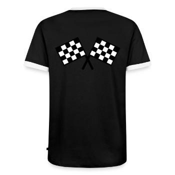 flags - car race - Men's Ringer Shirt - black/white - Back - AI Model Male 178 light (178cm)