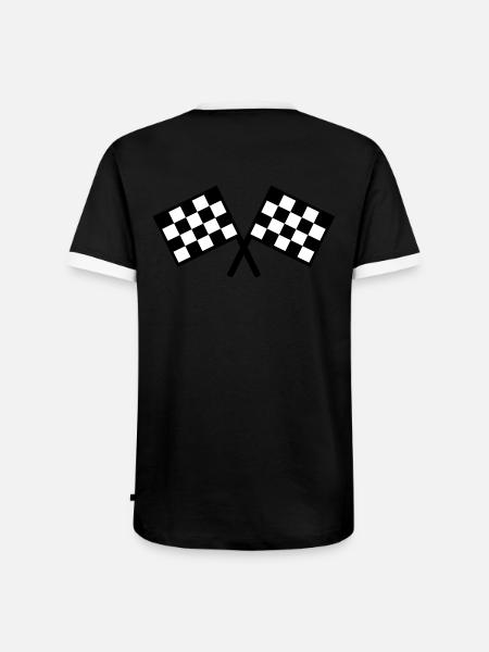 drapeaux - course automobile - T-shirt contrasté Homme - noir/blanc