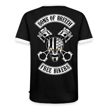 Breizh Skull Bikers - T-shirt contrasté Homme - noir/blanc - Dos - AI Model Male 178 light (178cm)