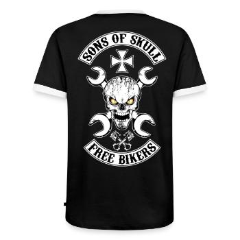 Free Bikers - T-shirt contrasté Homme - noir/blanc - Dos - AI Model Male 178 light (178cm)