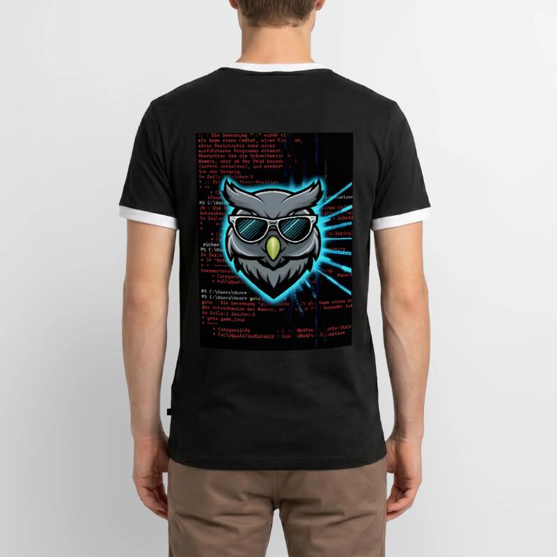 CMD Code Matrix Eule Männer Kontrast-T-Shirt