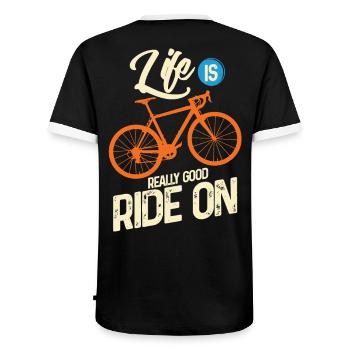Cycling - Men's Ringer Shirt - black/white - Back - AI Model Male 178 light (178cm)