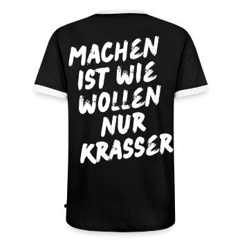 Doing is like wanting, only more blatant - motivation - Men's Ringer Shirt - black/white - Back - AI Model Male 178 light (178cm)