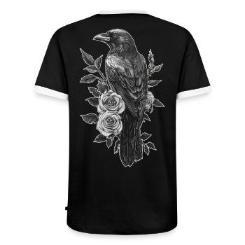 Rabe - Männer Kontrast-T-Shirt - Schwarz/Weiß - Hinten - AI Model Male 178 light (178cm)