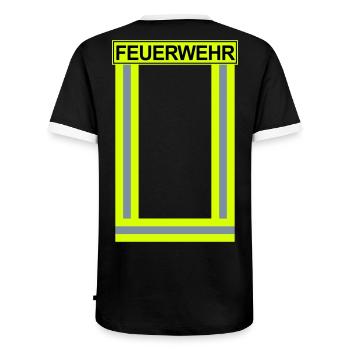 Feuerwehr-Neon - Männer Kontrast-T-Shirt - Schwarz/Weiß - Hinten - AI Model Male 178 light (178cm)